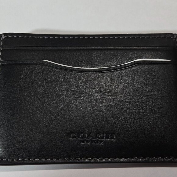 Coach Black Money Clip Card Case Silver Clip NWT - Picture 4 of 4